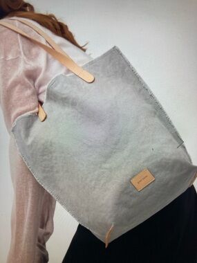 Graf Lantz Hana Canvas Tote with Tan Leather Straps